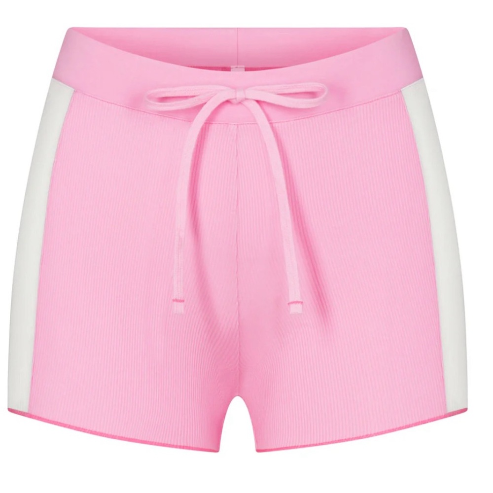 Skims drawstring cotton rib shorts medium. Bubblegum pink.  Never worn